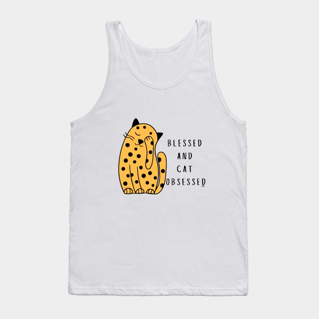 BLESSED AND CAT OBSESSED Tank Top by Rightshirt